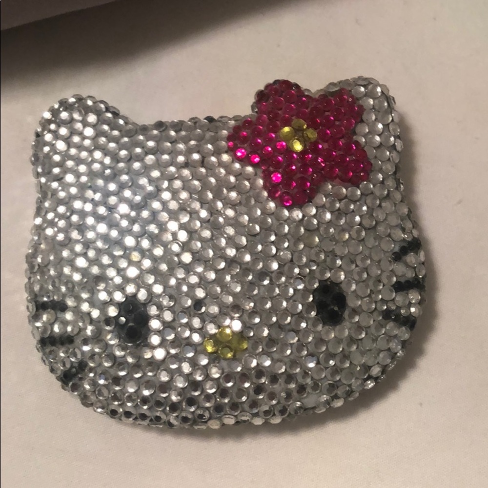 Hello Kitty Rhinestones Compact Mirror clips ring - Picture 4 of 10